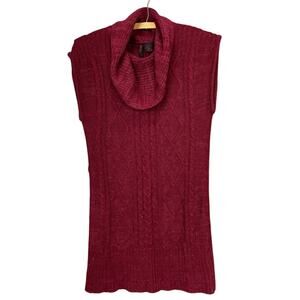 Women's Heart-N-Crush Burgundy Cowl Neck Sleeveless Skater Sweater Dress -Medium